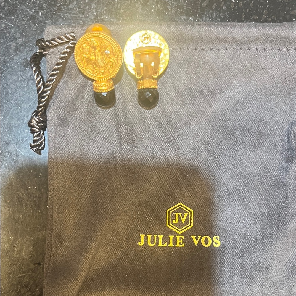 Julie Vos Gold and Black Stud Earrings